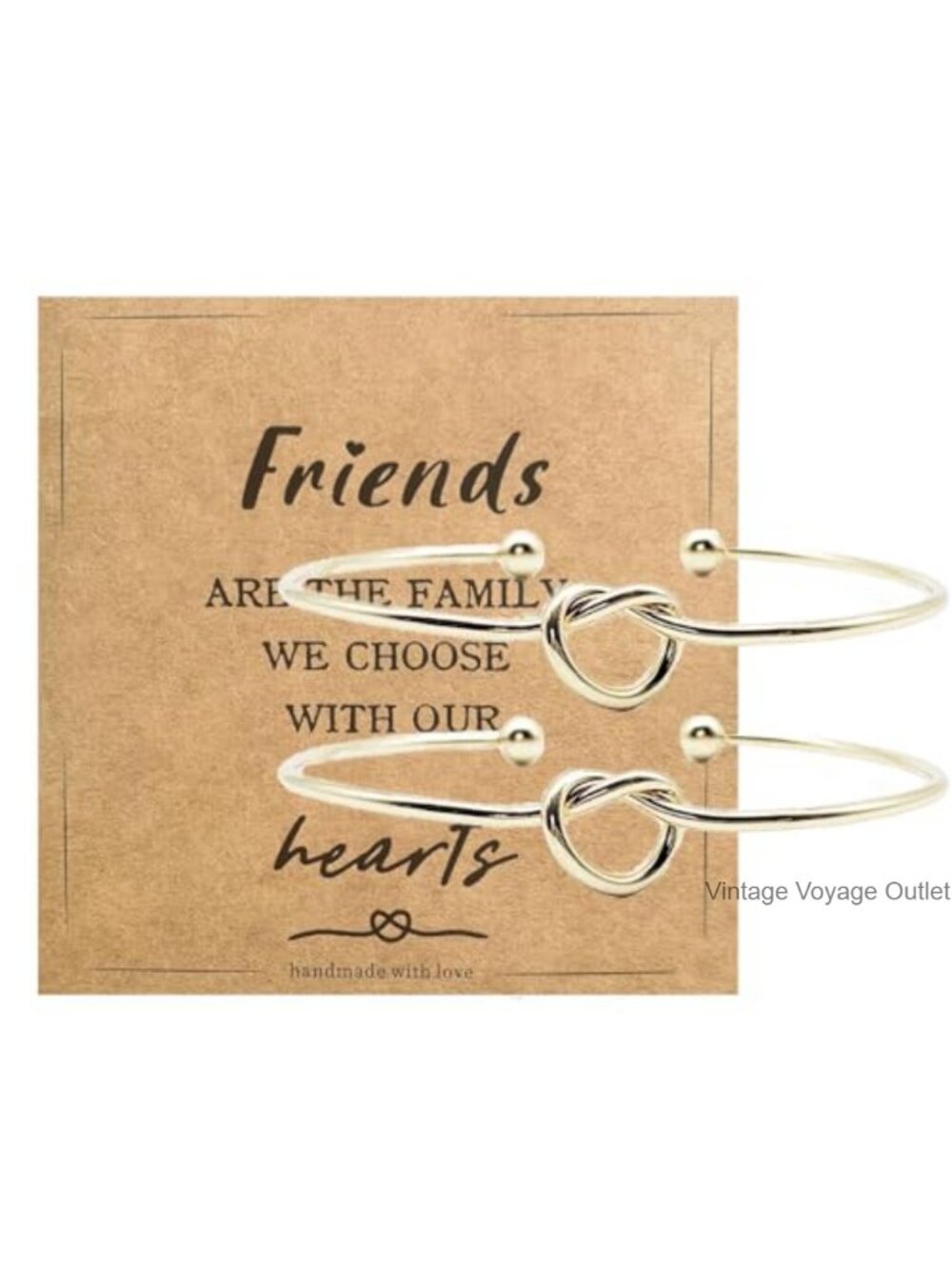 Love Knot Friendship Bracelets Set of 2 Adjustable Bangle Gift for Women